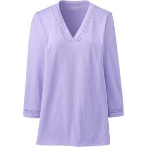 Lightweight 3/4 Sleeve Pure Cotton Tunic Top Light Purple Lilac PXS XSP 4P P4 2P